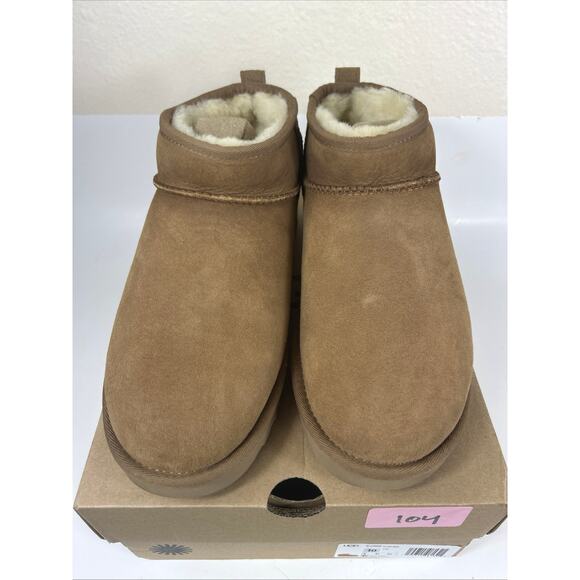 UGG Classic Ultra Mini Platform Chestnut Size 10 Boots 1116109 Booties Wool - Picture 10 of 16